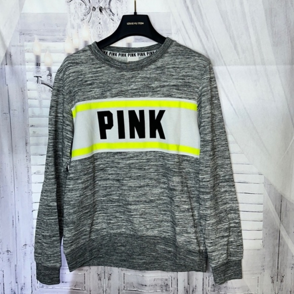 Pink grey pull over sweater